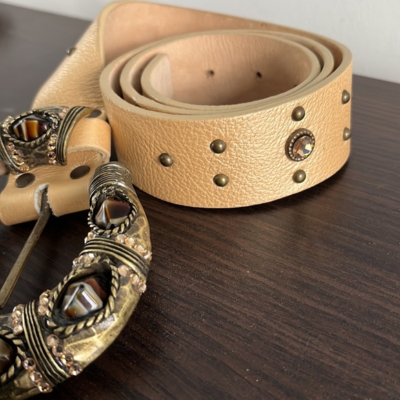 NEW Leatherock Statement leather and Rhinestone Belt - Picture 2 of 6